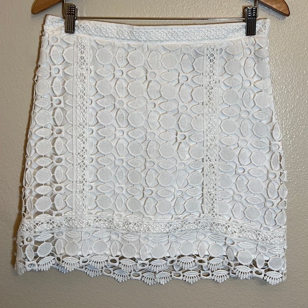 Topshop White Lace Crochet Mini Skirt